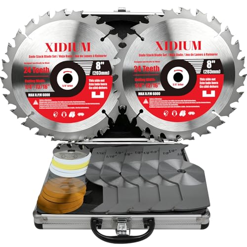 8" Dado Blade Set for Table Saw, 5/8" Arbor with Shims, 23PCS