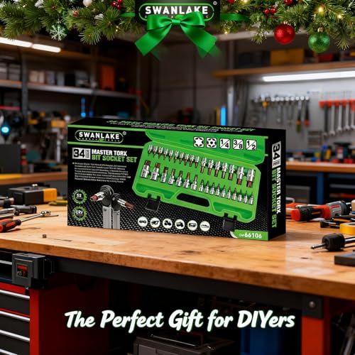 SWANLAKE GARDEN TOOLS 34-Piece Torx Bit Socket Set, Tamper Proof T6-T70, Solid Star Bits Set, Premium CR-V & S2 Alloy Steel Star Socket Sets, Torque Bit Sets with Storage Case - style: 34-Piece Torx Bit Socket