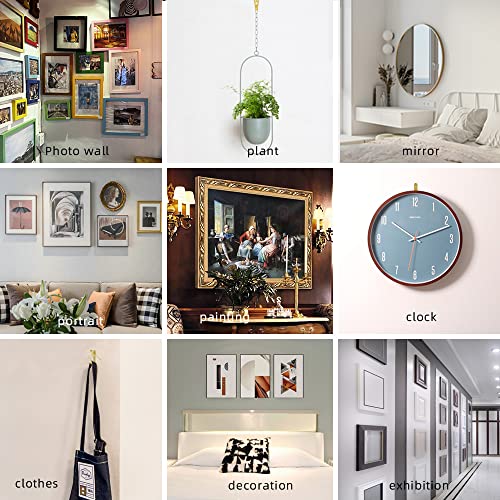 Picture Hanging Kit ， 10-100lbs Heavy Duty Picture Hangers ，140pcs Golden Picture Hanging Hooks，Picture Hooks Hardware for Picture Frame, Painting，Portraits , Mirror - size: 10-100lb