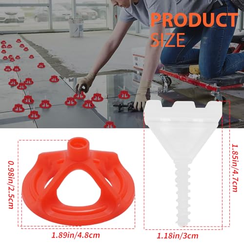Tile Leveling System Tile Leveling System Tile Anti-Loosening and Spacing System Kit (1/12"-300pcs White Base + 100pcs Red Cap) - size: 1/12"-300pcs White Base + 100pcs Red Cap
