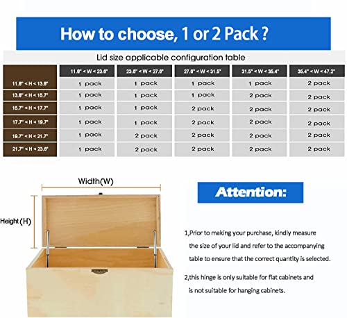 HBL' 1 Pack | Toys Box Hinges Soft Close, Lid Support Chest Hinges - size: 1 Pack
