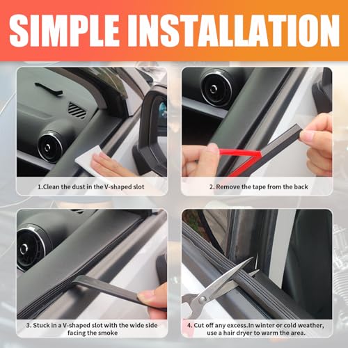 13Ft V-Shaped Car Window Weather Stripping,Flexible Rubber Car Weather Window Seal Strip with Trim Removal Tool,Universal Automotive Weathers Stripping Cars Accessories
