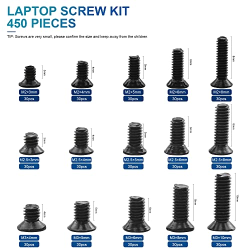 NINDEJIN Laptop Computer Screw Kit, M2 M2.5 M3 Countersunk Flat Head Phillips Mini Screws Set, Replacement Part Electronic Repair Accessories - style: Flat Head 2