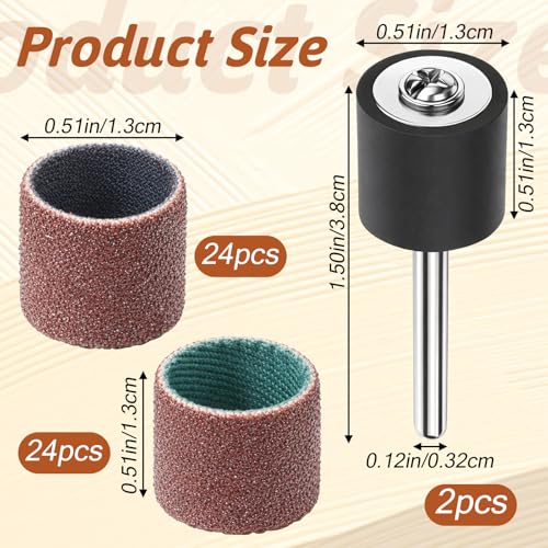 50 Pack Pet Nail Grinder Replacement Kit, Dog Nail Smoother with Grit Sanding Bands Sanding Drum Set, Pet Dog Claw Care Grooming Supplies (80#/120#)