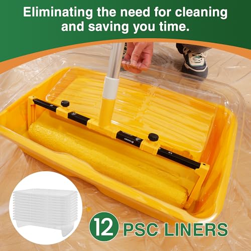 VOOMEY 18 Inch Paint Tray Liners, 12PCS Disposable Roller Tray Inserts - size: 18 Inch Paint Tray Liners (12pcs)