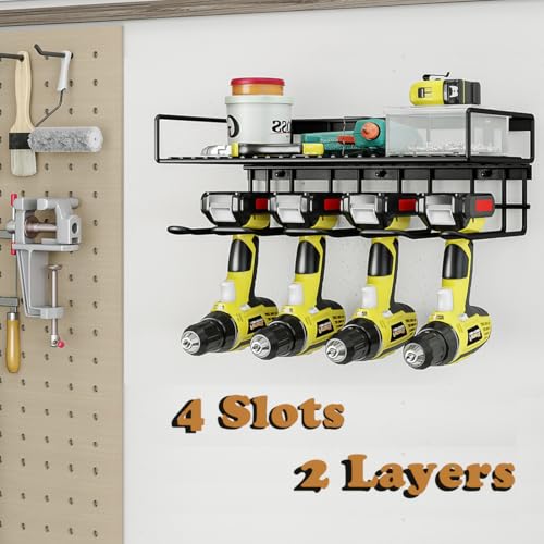 AZERPIAN Power Tool Organizer Heavy Duty Wall Mount Drill Tools Holder - size: 4 Slots 1Layers