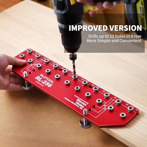 RUITOOL Shelf Pin Jig, 11-Hole Aluminum Shelf Hole Jig with Built-in Clamp - style: 11 Holes