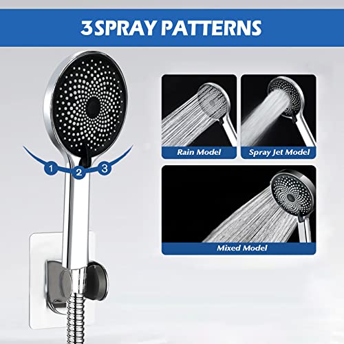 Shower Head,8”Rain Shower Head with Handheld Spray Combo with 11'' Angle Adjustable Extension Arm/Flow Regulator/Shower System,High Pressure Rainfall Shower Head Bathroom,Chrome - color: Silver01, size: 8 Inch
