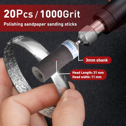 20 Pcs 1000 Grit Sanding Drums for Rotary Dremel Tool - size: 1000 Grits