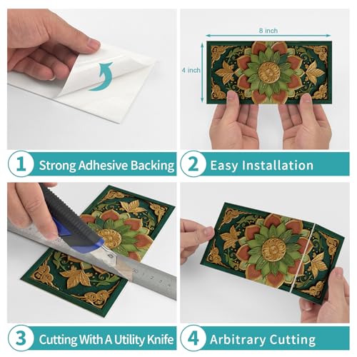 VICCI 16Pcs Peel & Stick Tile Decals 8" x 4" - color: Sjm-301, size: 8x4IN*16PCS