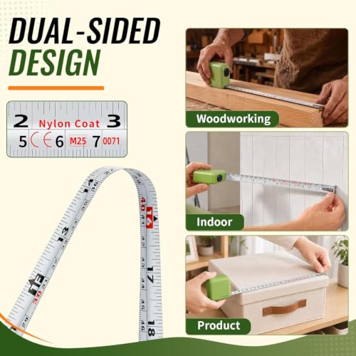 GRENPRO Self-Locking Tape Measure, 10ft/3m Dual Scale, Stiff Blade Green - color: Green