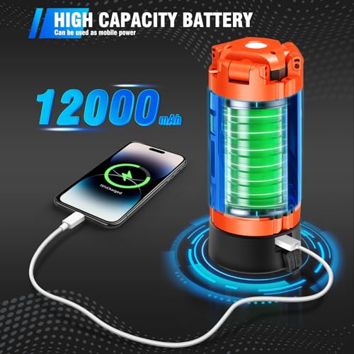 AKOFUN 12000mAh Camping Light with Stand, Portable Rechargeable Work Light