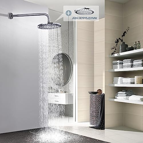 BRIGHT SHOWERS 16-Inch Shower Head Extension Arm with Flange, L Shaped Shower Extender, Extra-Long Stainless Steel Shower Pipe, Chrome - color: Chrome, style: L-Shape 16 Inch