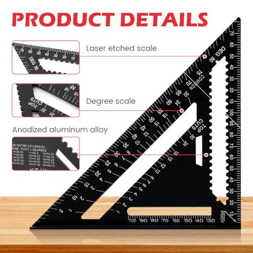 Carpenter Square 7 Inch Rafter Square for Angle Drawing Triangle - Black - color: blue