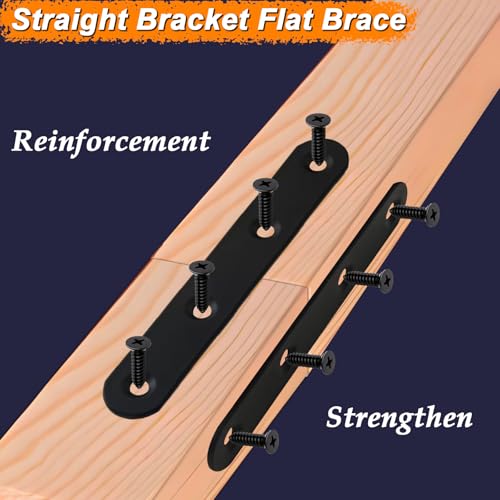 4.8" Black Flat Bracket Mending Plate Straight Brace,10 Pack - color: Black, size: 10 Pcs / 4.8 x 0.8 in