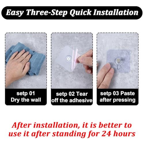 Mabor Drill Free Adhesive Hooks, 6Pcs Plastic Picture Hangers Without Nails