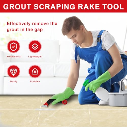 23 Pack Grout Removal Tool Kit, 2 Tile Grout Saws with 6 Extra Blades, 2 Hand Grout Saw and 7 Cleaning Blades, Caulk Remover for Bath Shower, Ideal for Floor Tile Grout Cleaning