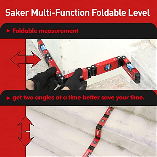 Saker Multi-function Foldable Level, 28-Inch Level Tool,Gift for Father Him Her,Multi-Angle Measurement Woodworking Tool,Precise Leveling In Any Position,Folding Level Tool To Save Your Time - style: 28 Inch Foldable Level