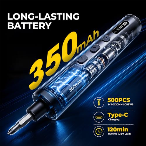 3.7V Mini Electric Screwdriver 78-in-1, Max 0.5N.m, Precision Screwdriver Set with 72 Magnetic Bits, 5/32" Hex, Magnetic Storage, Repair Tool Kit for Electronics Computer, Phone, Glasses, Watch