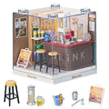 Super Mini Miniature Lounge Bar DIY Kit with Acrylic Display Case - color: Small - Relax Bar, size: Small