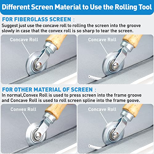 Window Screen Repair Kit, 5 in 1 Screen Roller Tool for Windows or Doors - size: 5 in1 Screen Repair Kit(White Spline)