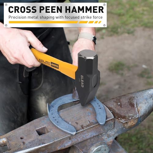 ELEAD 6-Piece Mallet Hammer Set, Fiberglass Handle Forge Steel Head, 32oz Rubber Mallet & Ball Peen Hammers, 16oz Ball Peen Hammer, 3LB Sledge & Cross Peen Hammers, 600g Wood Split Axe