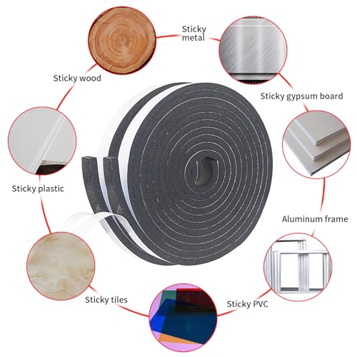 Foam Insulation Tape self Adhesive,1In x 1/8In x 16.4Ft Weather Stripping for Doors and Windows,Sound Proof soundproofing Door Seal,Weatherstrip,Pipe Cooling, Air Conditioning Seal Strip - size: 1 in x 1/8 in x 16.4 ft