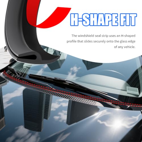 1.7M/5.6Ft Car Windshield Cowl Seal Strip,Cuttable Car Self-Adhesive Windshield Weather Stripping with H-Shape Design,Universal Rear Front Windshields Wiper Cowl Cars Accessories