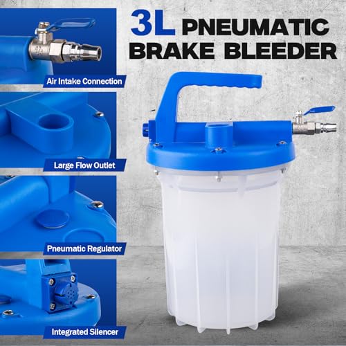 Pneumatic Brake Bleeding Tool 3L Suction Can 1L Bottle 22 Fittings