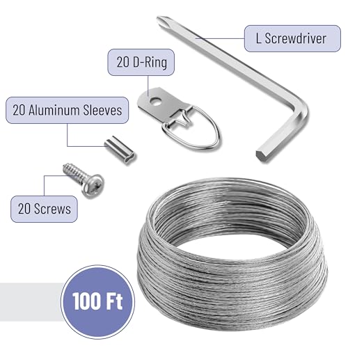 Mr. Pen- Picture Hanging Kit, 100 Feet Stainless Steel Braided Hanging Wire