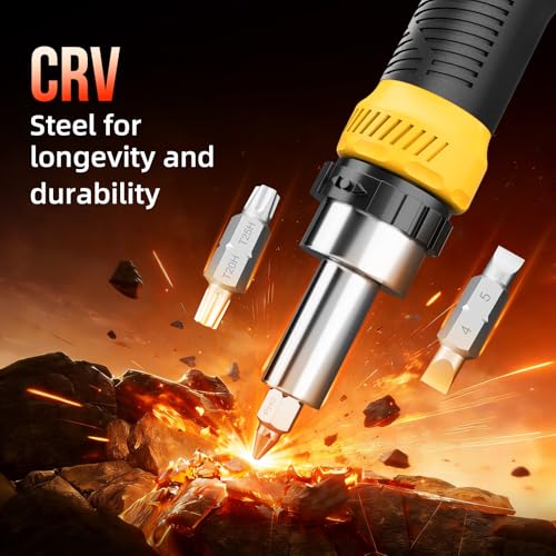 SHARDEN 26-in-1 Ratcheting Screwdriver Set Multi Screwdriver Tool Kit - color: Yellow, size: Ratchet-NonExtendable