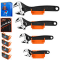 HORUSDY 4-Piece Adjustable Wrench Set With 4-Piece Magnetic Wrench Organizer Racks, 6" 8" 10" Wide Jaw Black Oxide Wrenches with Tool Roll Pouch, Metric&SAE Scales, CR-V Steel for Home Garage Workshop - style: 4PC Wide Jaw Set (6" 8" 10" 12") +4PC Magneti