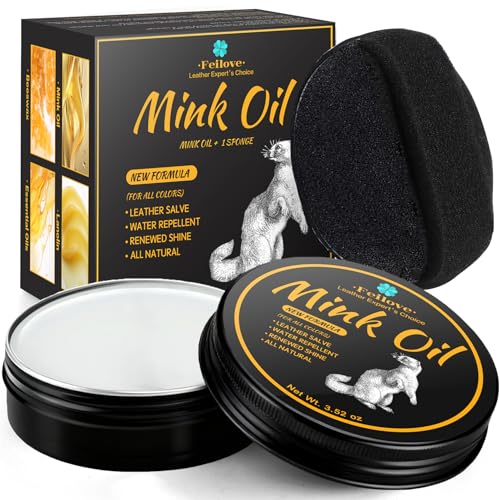 Feilove 4-in-1 Mink Oil Leather Conditioner and Cleaner 3.52 oz - Premium Waterproof Formula for Boots and Shoes - style: Quick Care