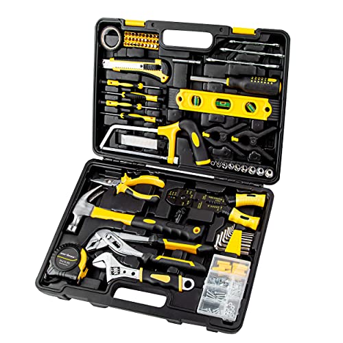 CARTMAN 218-Piece Household Tool Set, Yellow Home Repair Kit With Tool Case - style: 218 PC