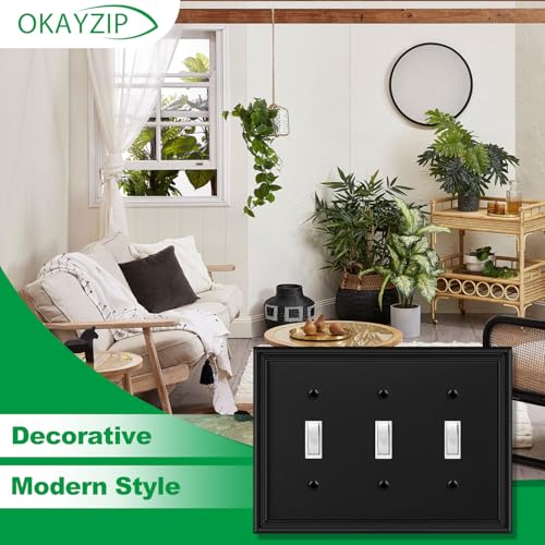 Matte Black Decorative Triple Toggle Light Switch Covers Wall Plate - size: 3 Toggle 1 Pack