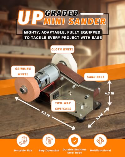 Mini Belt Sander, Electric Small Sander Knife Sharpener, 6.7"x6.9"x4.9" - size: 6.7"x6.9"x4.9"