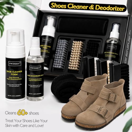 6-in-1 Shoe Cleaning Kit,with Plant-Based Foam, Deodorizing Spray