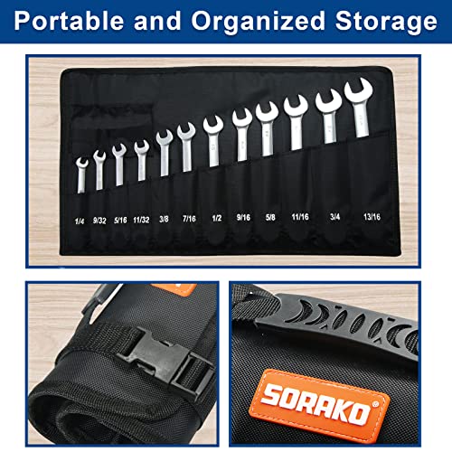 SORAKO Ratcheting Combination Wrench Cr-V Steel (12-Pcs) - style: Portable