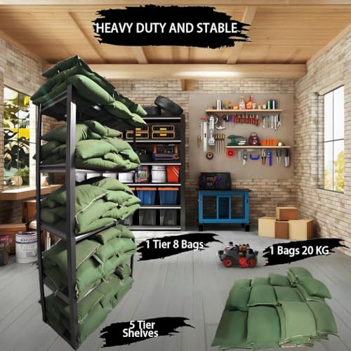 5-Tier Heavy Duty Garage Shelving, 3,000 lbs Capacity Adjustable Metal Storage Shelving Unit for Garage, Basement, Warehouse and Workshop, 62" W x 23.5" D x 72" H - size: 5T 62"W x 24"D x 72"H