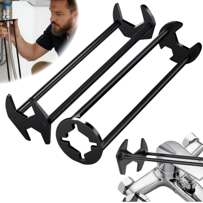 2026 Upgraded Multifunctional Sink Wrench 2-Pack — Plumbing Tools for Tight Spaces, Faucet & Basin Installation for Kitchen Bathroom