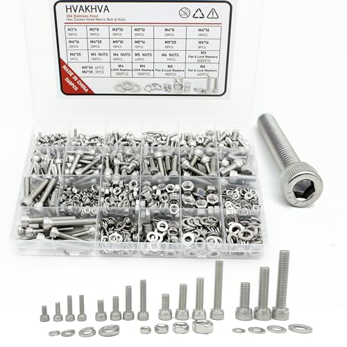 1160Pcs M3/M4/M5/M6 Hex Socket Bolt Kit,304 SS Metric Screws Assortment - size: M3/M4/M5/M6