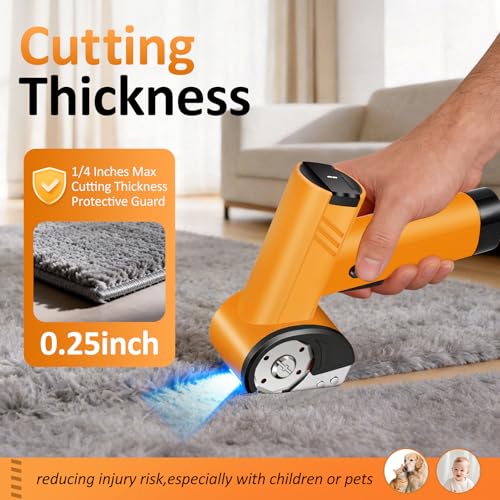 Cordless Electric Scissors - Rechargeable Cardboard Cutter,Cardboard Cutter Electric with 2 x Stainless Steel Rotary Blade,Power Rotary Cutter for Thin Cardboard Box Carpet Leather
