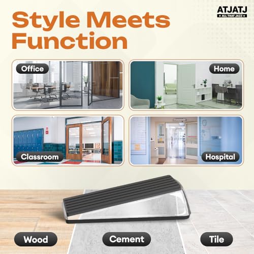 2 Packs Door Stoppers for Bottom, Rubber Wedge, Heavy Duty Doorstop for Inside, Rubber, Floor, Wedge Garage Classroom Stopper for Carpet, Door Holder