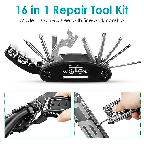 WOTOW Bike Tyre Repair Kits, Waterproof Bicycle Saddle Bag & 120 Psi Mini Pump & Multifunctional Bike Tyre Lever & Self Adhesive Patch Portable Repair Cycling Tool Set for Riding Mountain BMX