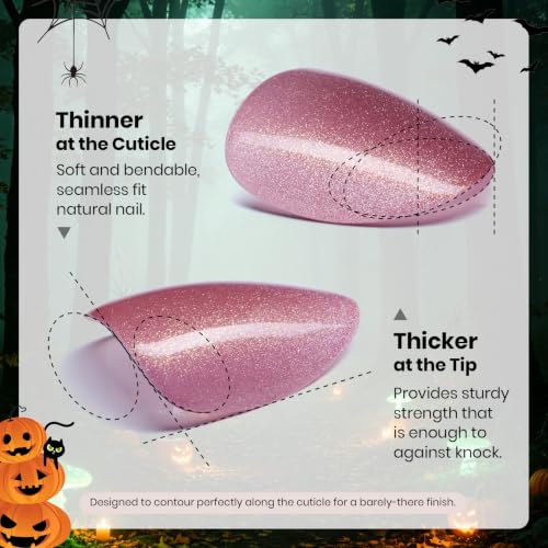 Beetles Halloween Press On Nails, Green Cat Eye Short Almond, 32 Pieces - color: 3B - Midnight Moss - S
