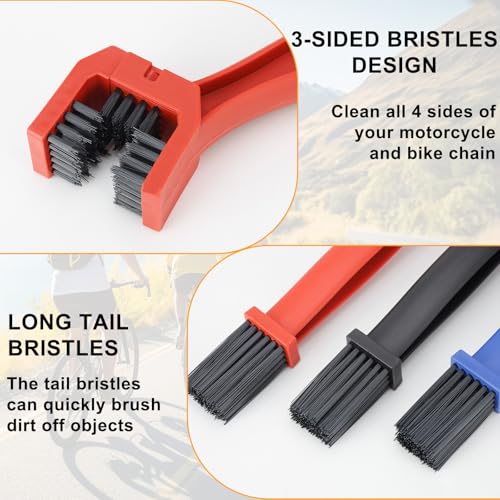 6-Piece Bike Chain Cleaner Kit with 3 Brushes & Cleaning Tools - for MTB, Motorcycle, E-Bike - Rust Removal & Maintenance