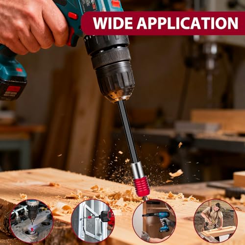 Drill Bit Extension 4 Pcs Magnetic Bit Holder 2/4/6/12" Bit Holder Extender for Impact Drill