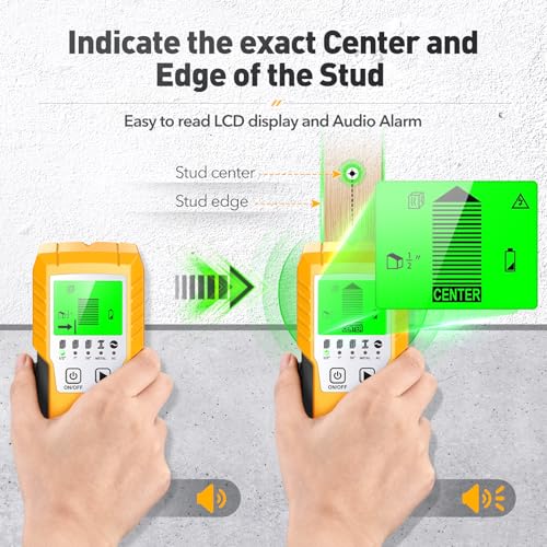 Stud Finder Wall Scanner Detector - 5 in 1 Electronic Wall Wood Metal Stud Locator Edge Center Sensor Beam for Live AC Wire Pipe Metal Lumber Joist Drywall Framing Detection - color: Silver