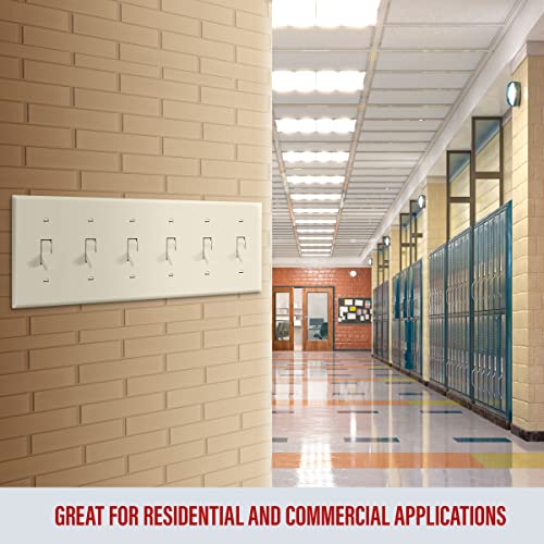 ENERLITES 6-Gang Toggle Light Switch Wall Plate Cover, 1 Pack, Light Almond - color: Light Almond, size: Standard Size