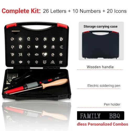 ZAGEVIVIN Upgraded Electric Branding Iron with Temperature Display – 26 Letters & 2 Antlers Kit for Wood, Leather, Food (Cake/Steak) – Safe & Easy DIY, BBQ, Crafting Gift (3/5" 55Pcs)